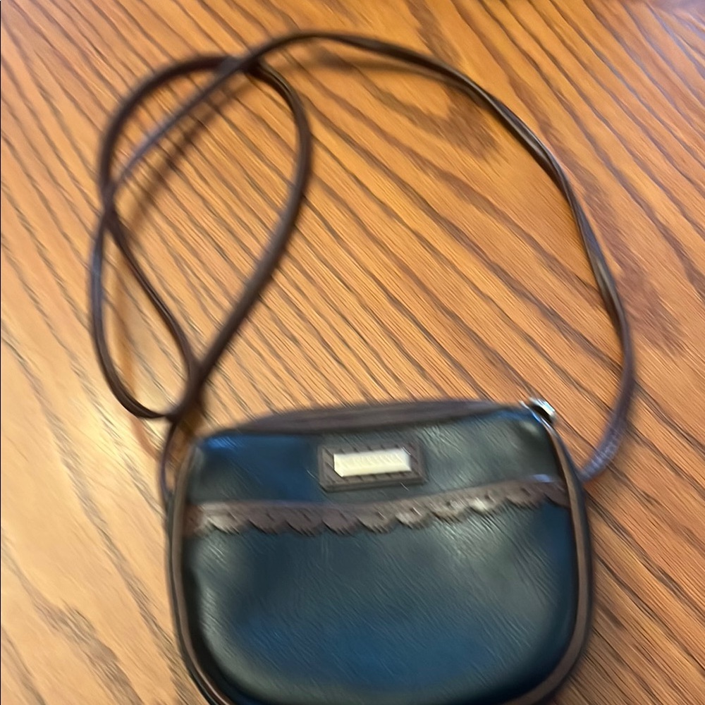 Chic Brown Crossbody Bag with Scalloped Flap